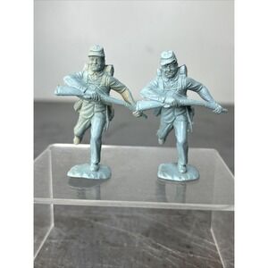 VTG Marx 54mm Union Blue Soldier Infantry 2 Figures Running W/Rifle Civil War